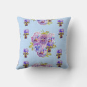 Coussin de fleurs de motif floral bleu shabby chic (Verso)