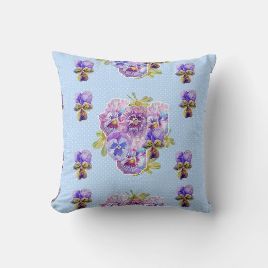 Coussin de fleurs de motif floral bleu shabby chic (Recto)