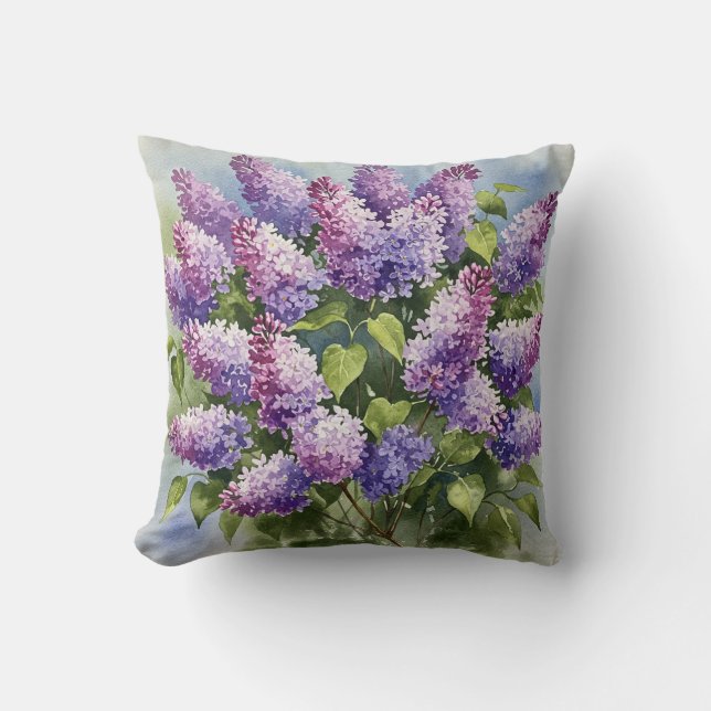 Coussin de fleurs de printemps violet lilas (Recto)