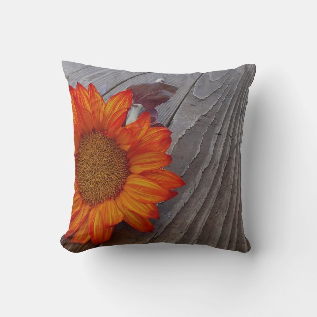 Coussin de fleurs de tournesol orange d'automne (Recto)
