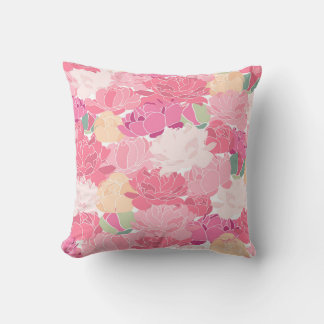 Coussin de fleurs roses