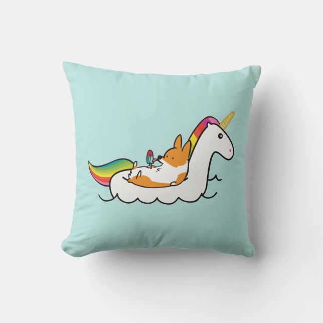 Coussin de Floatie de licorne de corgi (Recto)