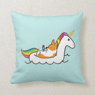 Coussin de Floatie de licorne de corgi