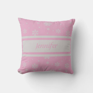 Coussin de flocon rose clair personnalisé