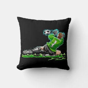 Coussin de football noir et blanc