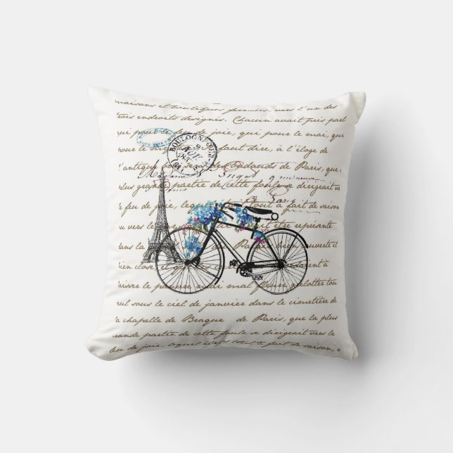 Coussin de Forgetmenot de bicyclette de Paris (Recto)