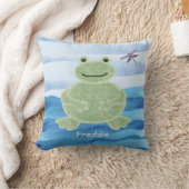 Coussin de grenouille verte personnalisé avec libe (Couverture)