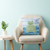 Coussin de grenouille verte personnalisé avec libe (Chaise)