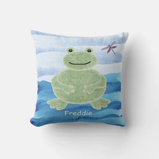 Coussin de grenouille verte personnalisé avec libe (Recto)