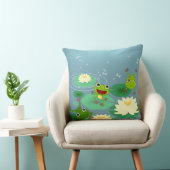 Coussin de grenouilles vertes souriantes (Chaise)
