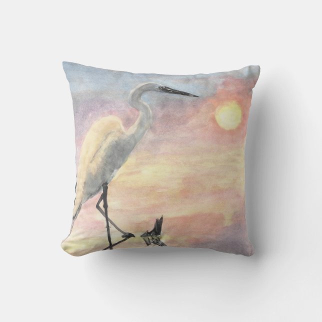 coussin de grue d'eau aquarelle (Recto)