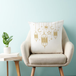 Coussin de guirlande de lanterne dorée 
