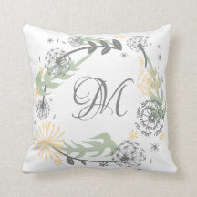 Coussin de guirlande de pissenlit de monogramme
