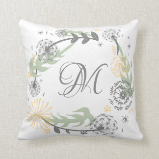 Coussin de guirlande de pissenlit de monogramme