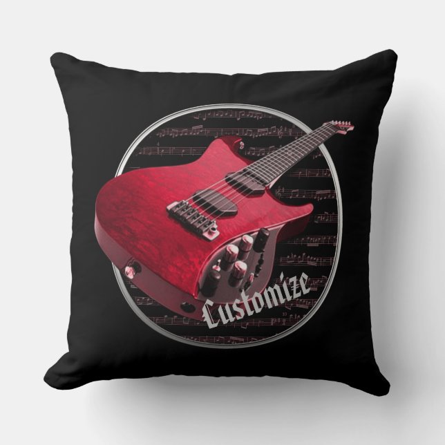 Coussin de guitare électrique rouge personnalisé (Recto)