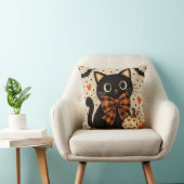 Coussin de Halloween avec un joli chat noir et cit (Chaise)