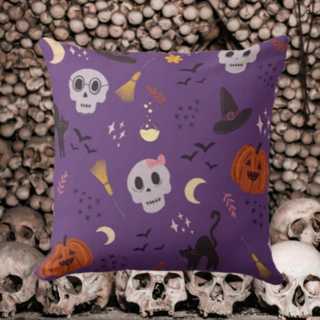 Coussin de Halloween – Crânes, Citrouilles, Chats (Créateur téléchargé)