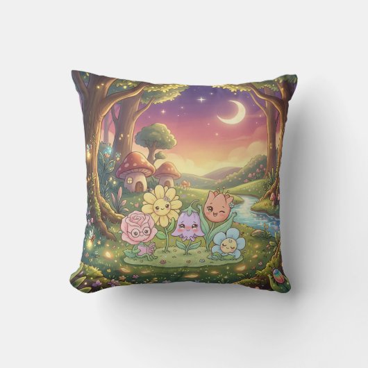 Coussin de jardin de fleurs enchanté (Recto)