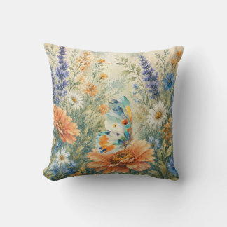 Coussin de jardin Papillon parmi les fleurs sauvag