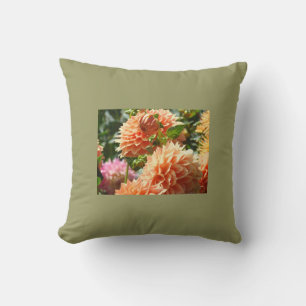 Coussin de jardin vert Fleurs d'orange Dahlia
