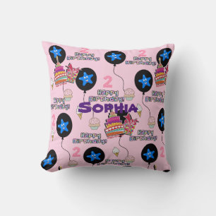 Coussin de jet, #2 Joyeux 2e anniversaire Rose