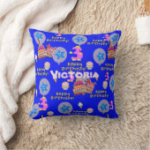 Coussin de jet, #3 Joyeux 3ème Anniversaire Bleu (Couverture)