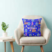 Coussin de jet, #3 Joyeux 3ème Anniversaire Bleu (Chaise)