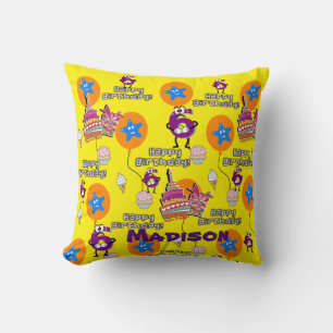 Coussin de jet, #6 Joyeux 6e Anniversaire Jaune