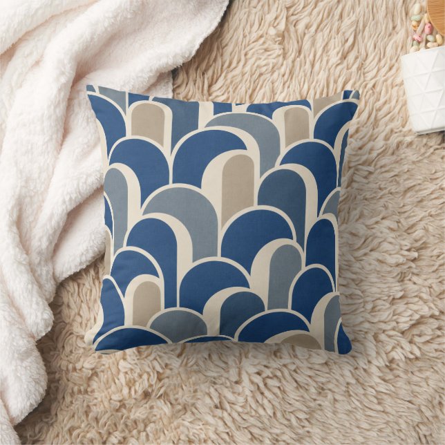 Coussin de jet à arche Art Déco bleu (Couverture)