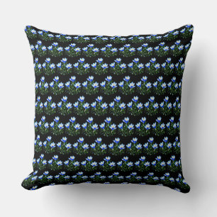 Coussin de jet à carreaux noirs et fleur de crocus