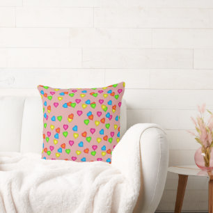 Coussin de jet à coeurs dégradés