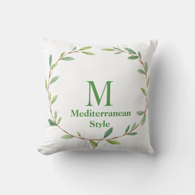 Coussin de jet à couronne d'olive méditerranéenne (Recto)