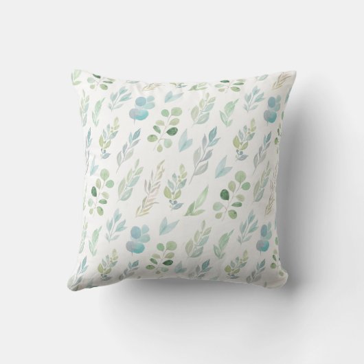 Coussin de jet à feuille aquarelle monogrammé (Verso)