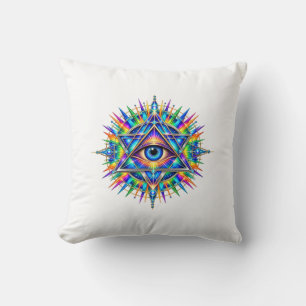 Coussin de jet à l'œil Chevron Azure