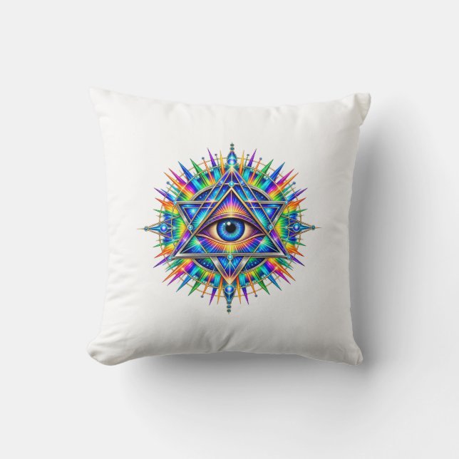 Coussin de jet à l'œil Chevron Azure (Recto)