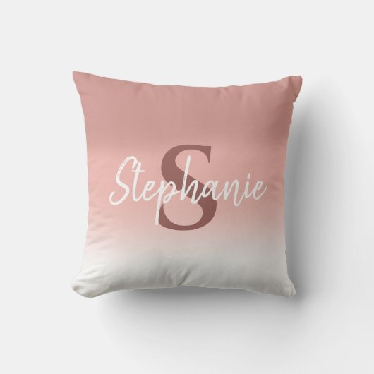 Coussin de jet à monogramme de calligraphie rose o (Recto)