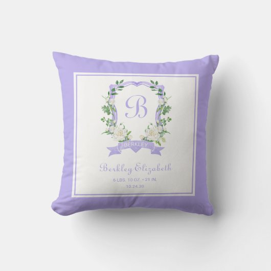 Coussin de jet à monogramme floral violet (Recto)