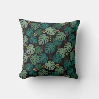 Coussin de jet à motif botanique Monstera