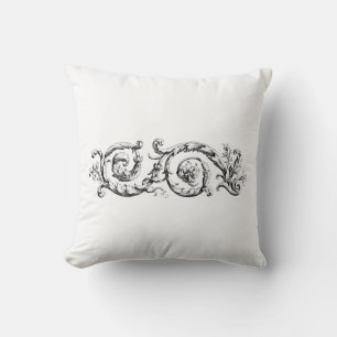 Coussin de jet à motif de rinceau d'acanthe