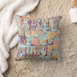 Coussin de jet à motif diamant et floral