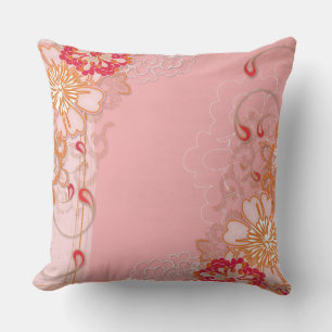Coussin de jet à motif floral rose rouge
