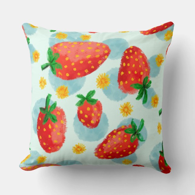 Coussin de jet à motif fraise (Recto)