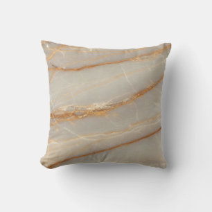 Coussin de jet à motif marbré beige et or élégant