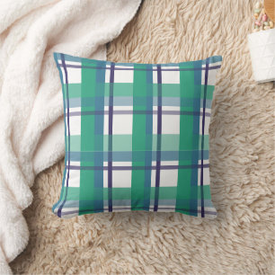 Coussin de jet à motif tartan vert et violet