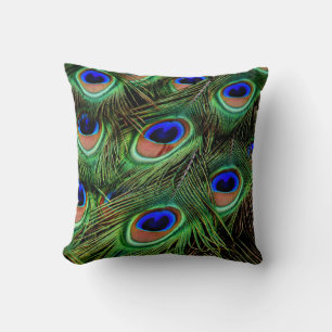 Coussin de jet à plume de paon