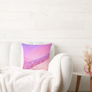 Coussin de jet abstrait en dentelle rose rêveur