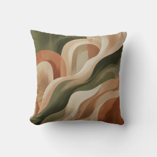 Coussin de jet abstrait en terre cuite vert olive