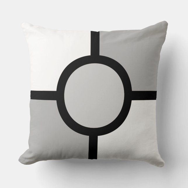 Coussin de jet abstrait noir gris et blanc (Recto)