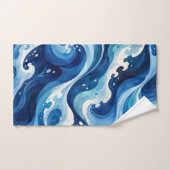 Coussin de jet abstrait Vagues de l'océan bleu Aqu (Serviette à main)