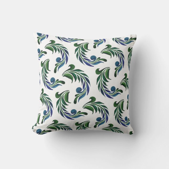 Coussin de jet accent - Plumes de paon (Recto)